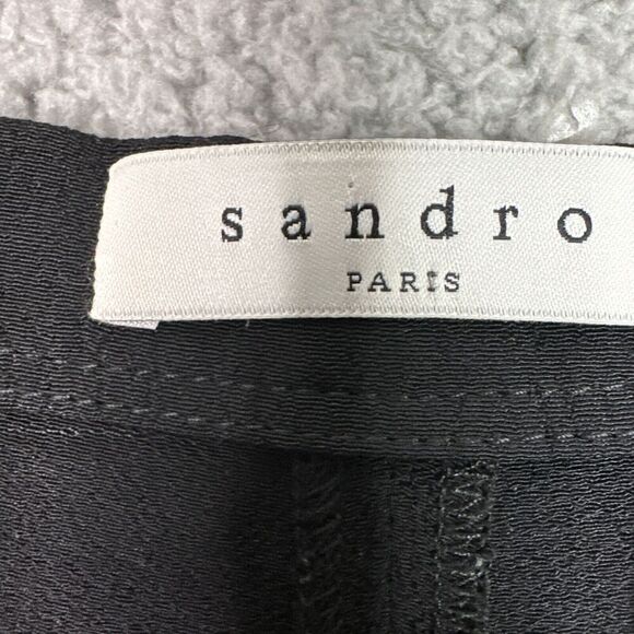 Sandro Paris Polina Black Trousers XS / FR 34 Zip Pocket Slim Fit Pants - Picture 6 of 11